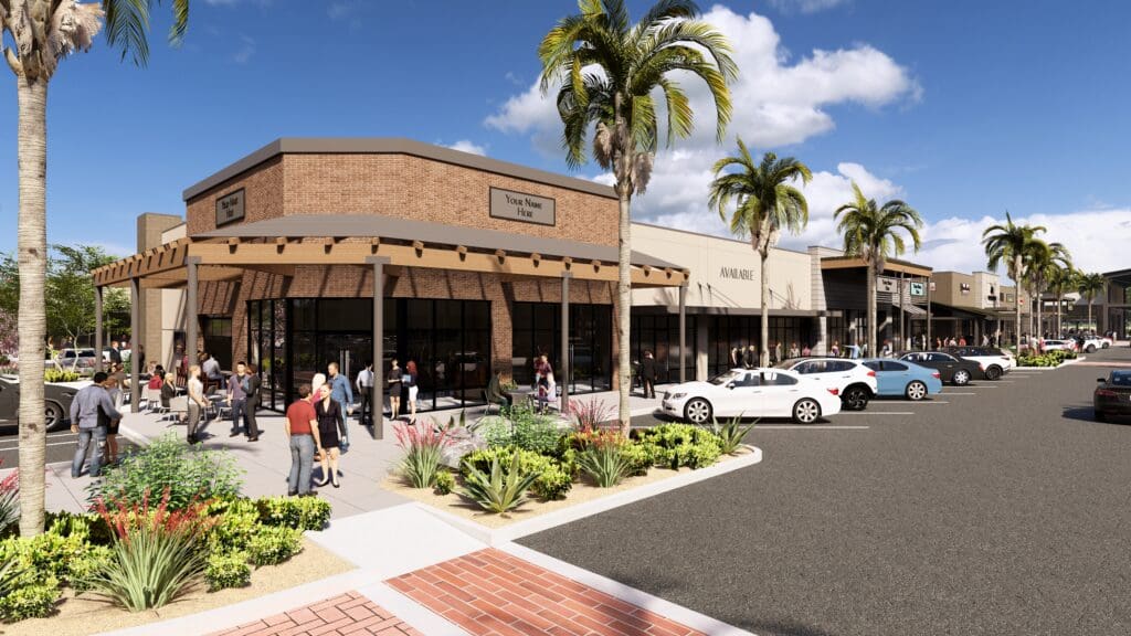 Main shopping entrance at The Shops at Marley Park Square.