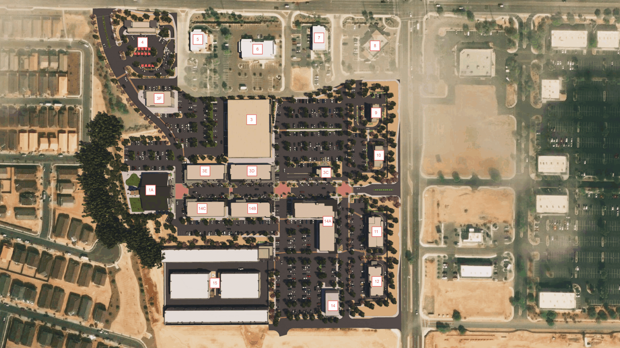 Aerial site map of The Shops at Marley Park Square in Surprise, Arizona.